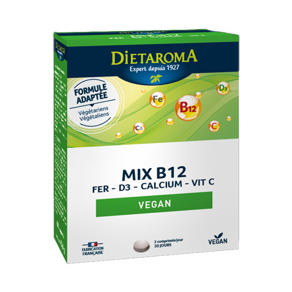 Dietaroma Mix B12 Fer D3 Calcuim Vitamine C 60 Comprimés Dietaroma Mix B12 Fer D3 Calcuim Vitamine C 60 Comprimés