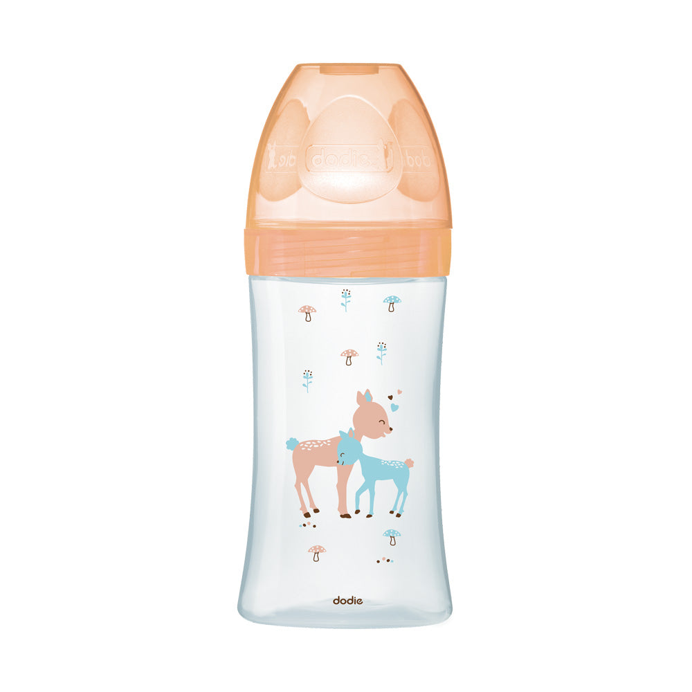 Dodie Biberons Verre Sensation+ Anti-Coliques Tétine Plate Débit Lent Biche 0-6m 270ml
