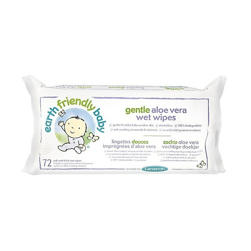 Lansinoh Earth Friendly Bébé Lingettes Aloe Vera 72 Pièces