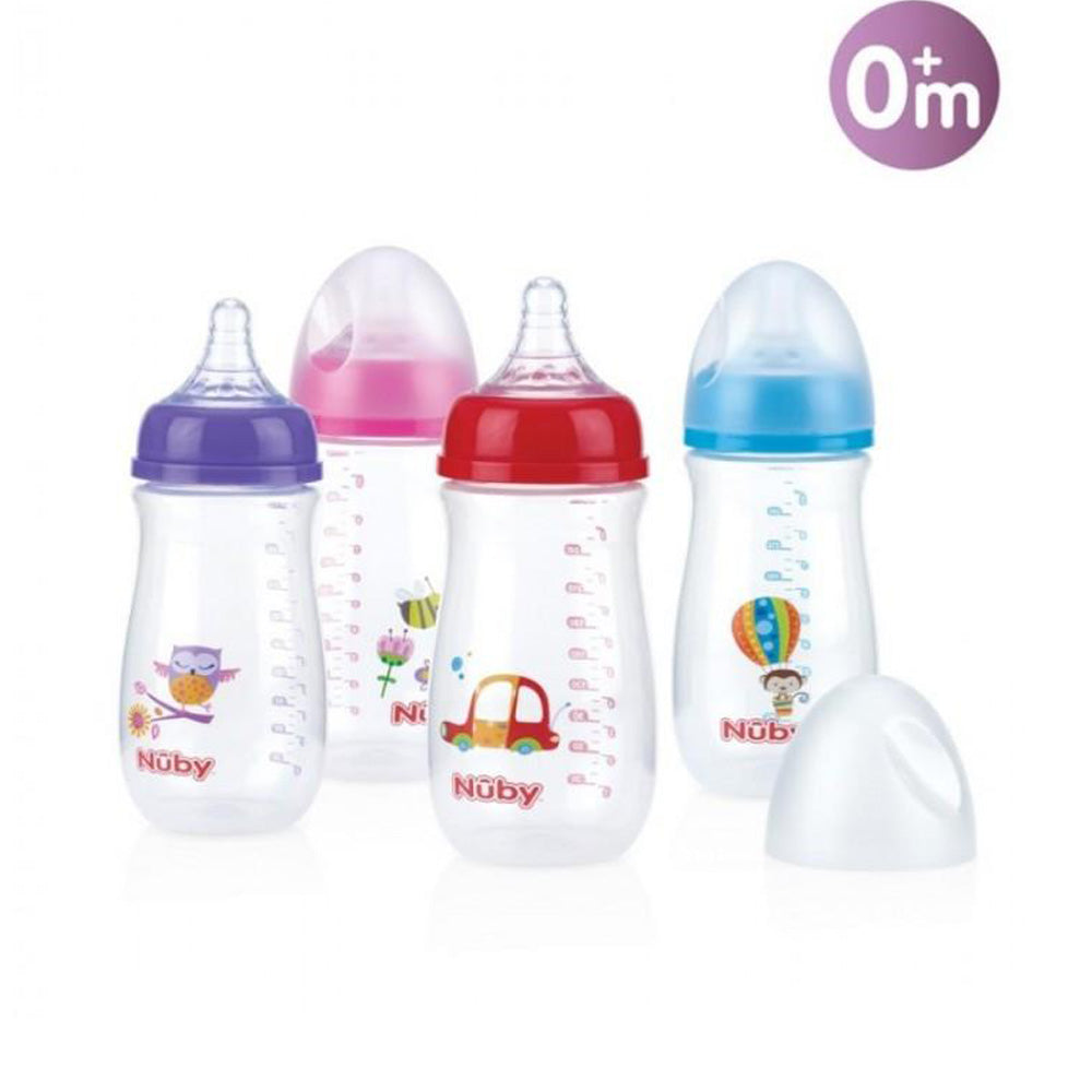 Nuby Biberon Oval Large Tétine Débit 270Ml +0 Mois ID1242