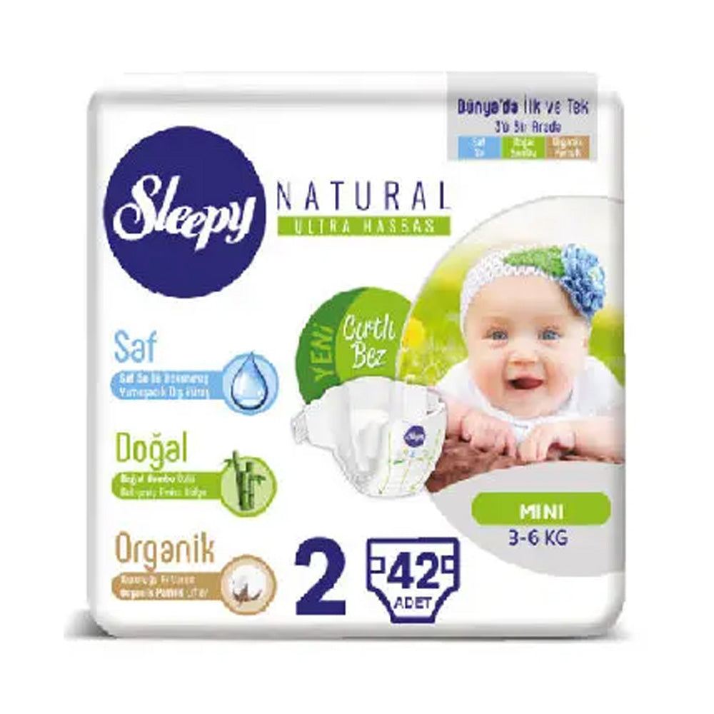 Sleepy Natural 2 Couches Mini 3-6kg 42 Pièces Sleepy Natural 2 Couches Mini 3-6kg 42 Pièces