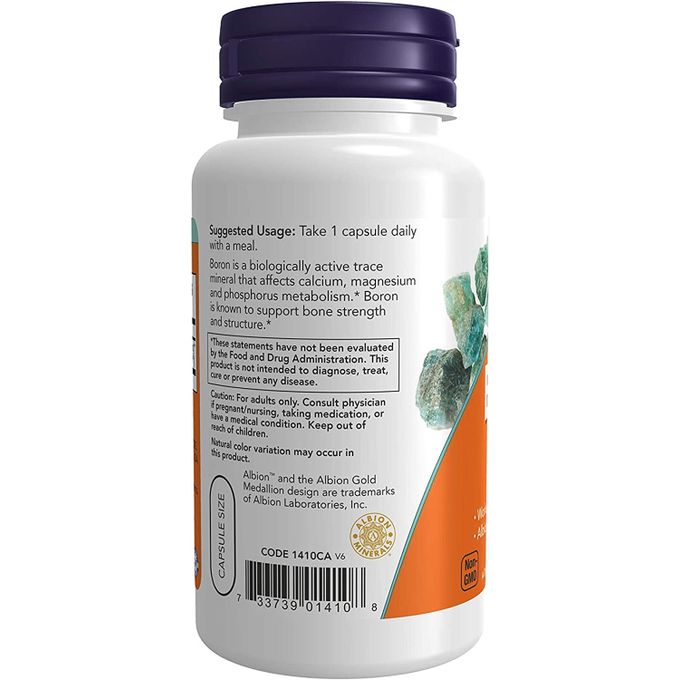 Now Foods Boron 3 mg, Structural Support Fonctionne avec du calcium et du magnésium 100 gélules Sticker