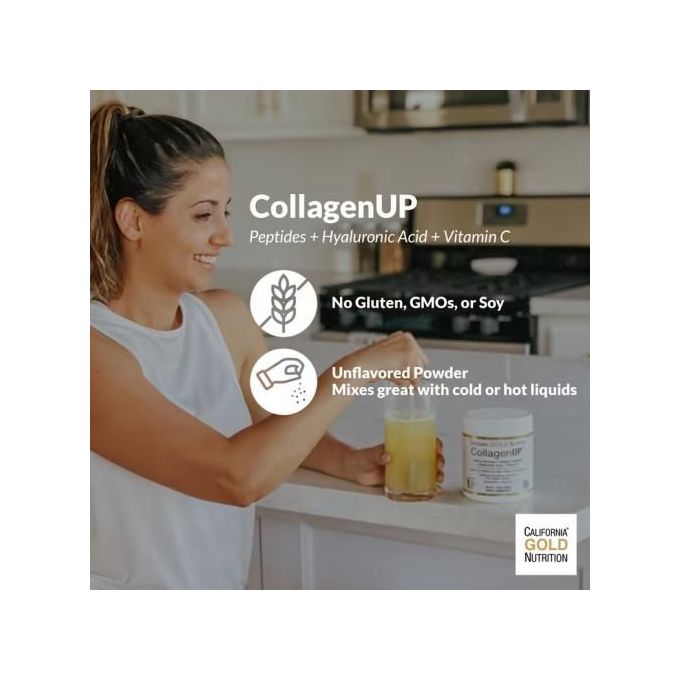 California Gold Nutrition, Collagen UP, Peptides de collagène marin hydrolysé à l'acide hyaluronique et à la vitamine C, Non aromatisés, 206 g