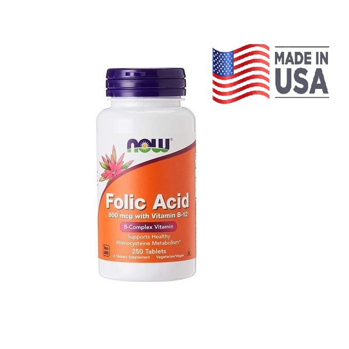 Now Foods Folic Acid 800 mcg 250 Comprimés