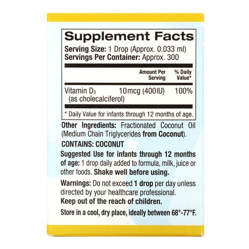 California Gold Nutrition, baby D3 liquide vitamine pour bébé, 10 mcg (400 UI), 0,34 fl oz (10 ml)