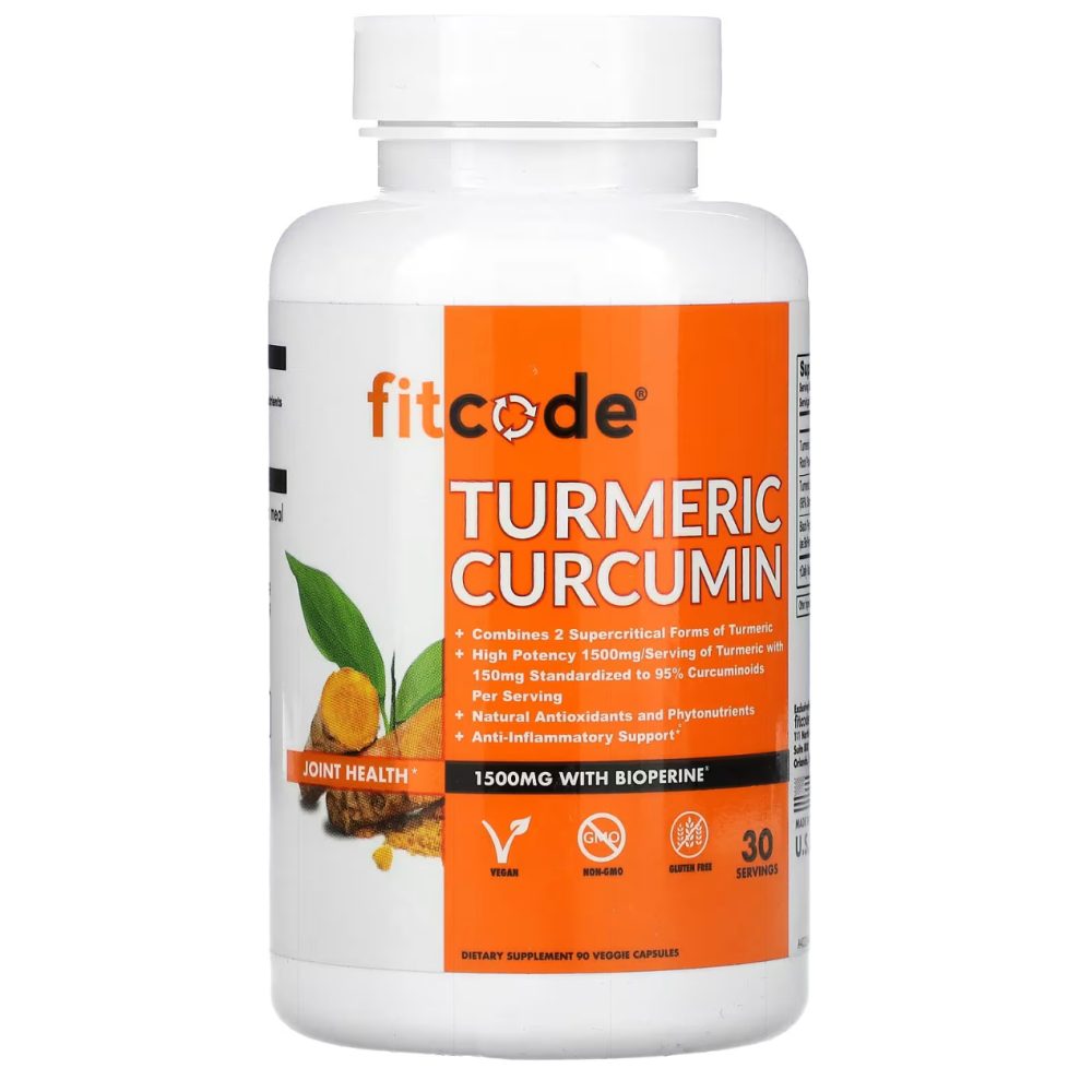 fitcode Turmeric Curcumin 1 500 mg - 90 Veggie Capsules (500 mg per Capsule)