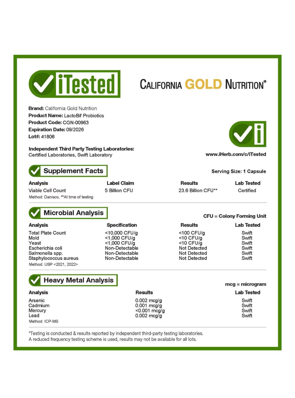 California Gold Nutrition Probiotiques LactoBif® 5 milliards d'UFC, 60 capsules végétales California Gold Nutrition Probiotiques LactoBif® 5 milliards d'UFC, 60 capsules végétales
