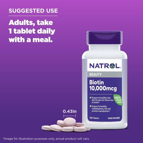 Natrol Biotine vitamine B7 10000mcg -100 tablets - Made in USA