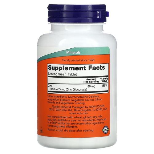 Now Foods Zinc 50 mg 100 Tablets