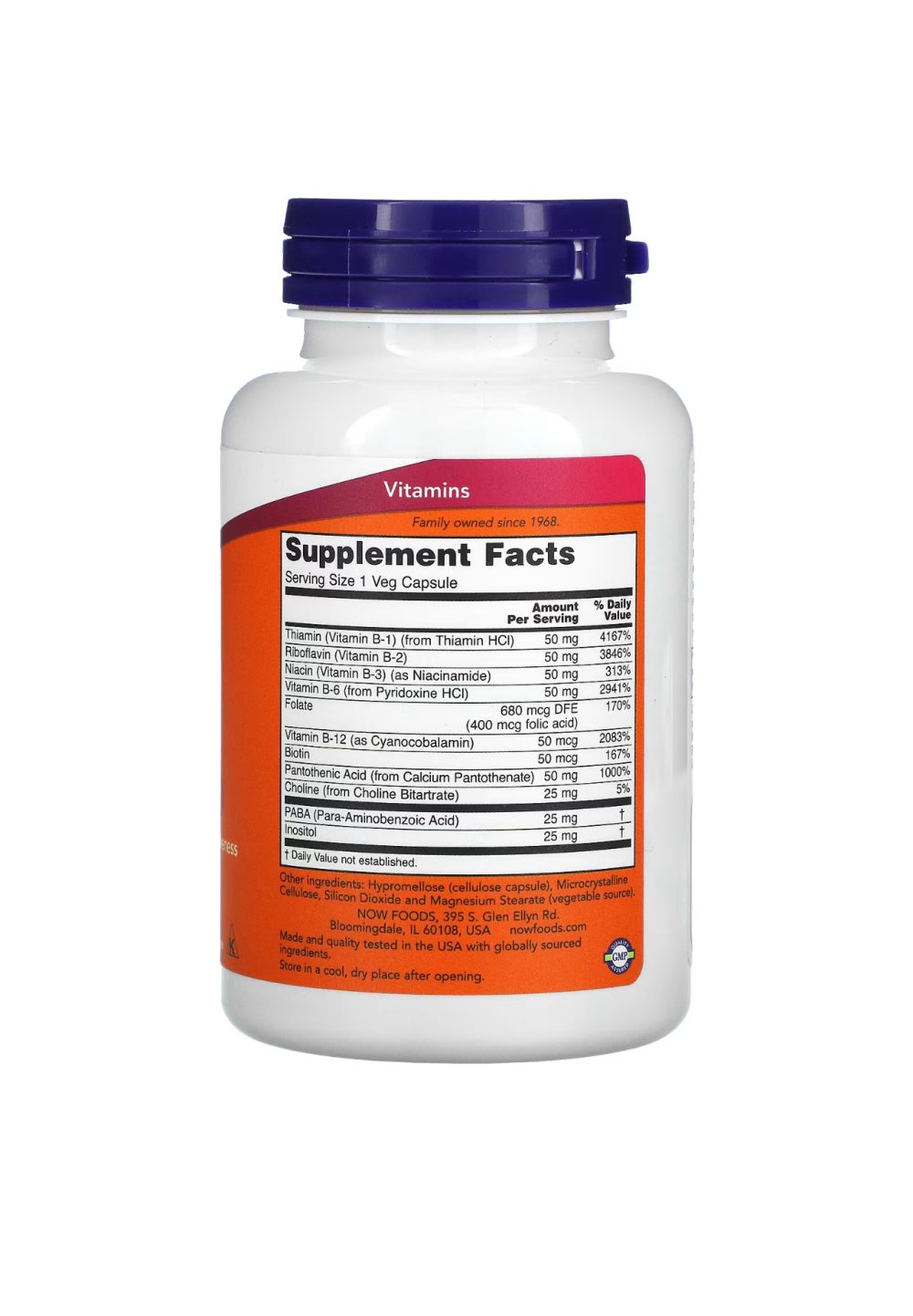 NOW FOODS Vitamin B 50 (Vitamine B-50, Soutien du système nerveux) 100 Comprimés Végétaliens