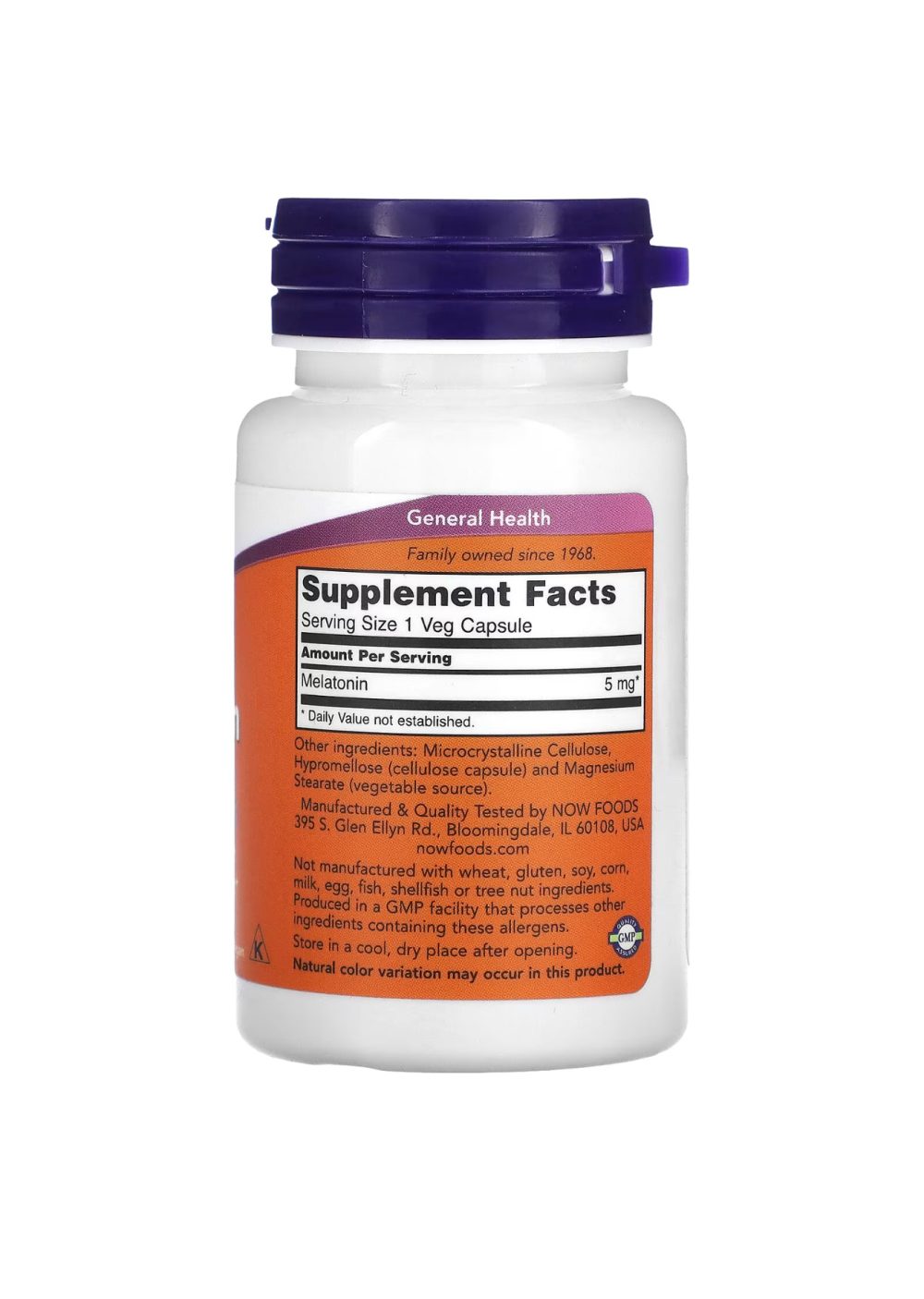 NOW FOODS MELATONIN 5mg 60 veg capsules