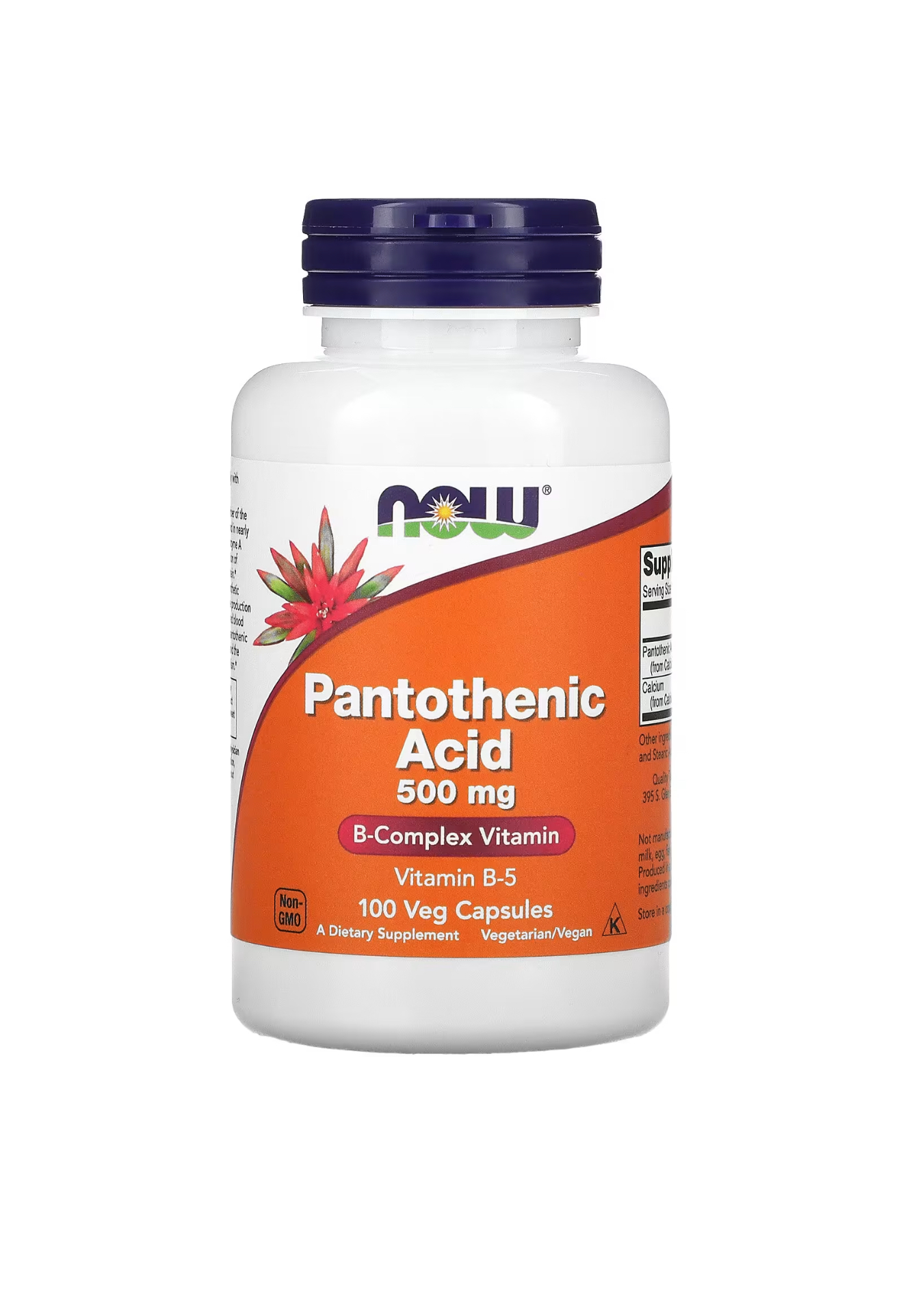 NOW FOODS pantothenic acid 500mg vitamin B5 -100 veg capsules
