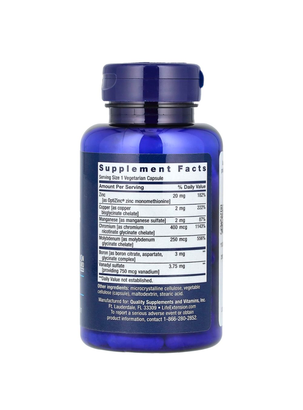 LIFE EXTENSION only trace minerals 90 capsules végétariennes