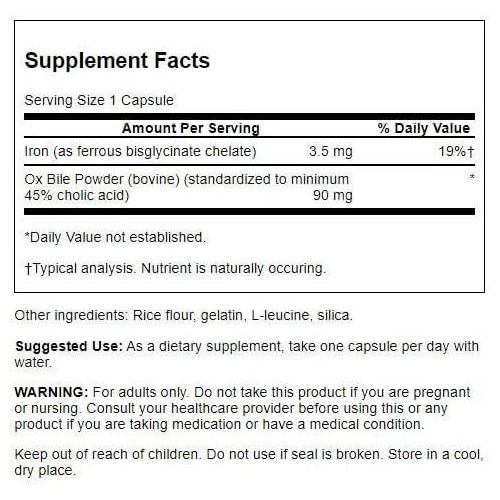 Swanson Ox Bile, 90 mg, 60 Capsules
