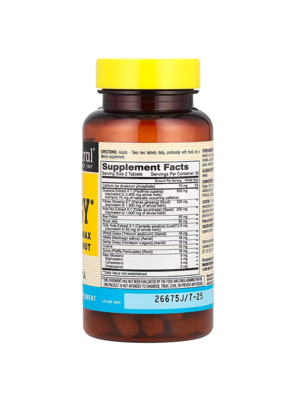 mason natural Super Energy with Guarana, Panax Ginseng & Kola Nut 60 tablets mason natural Super Energy with Guarana, Panax Ginseng & Kola Nut 60 tablets