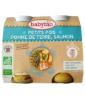 Babybio Pot Petits pois, pomme de terre et saumon 2x200g