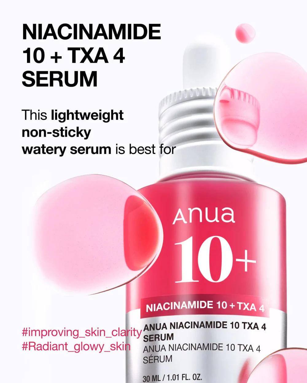 Anua Niacinamide 10% + TXA 4% Serum  Sérum à la Niacinamide 10% et à la TXA 4%
