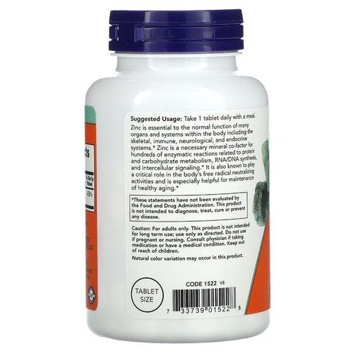 Now Foods Zinc 50mg 250 comprimés