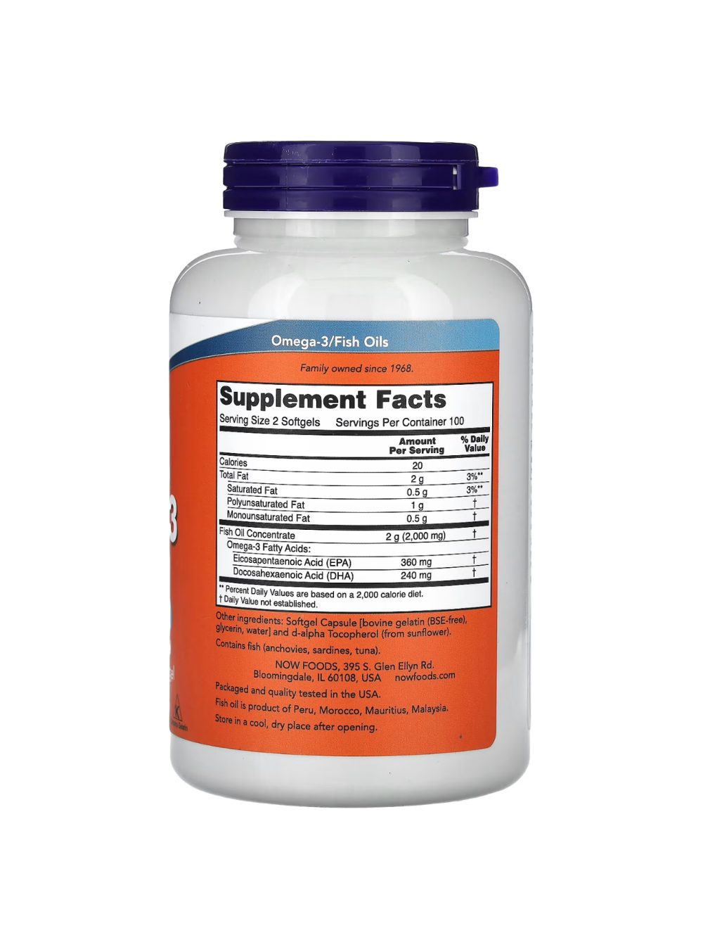 NOW FOODS OMEGA 3 FISH OIL 200 softagels