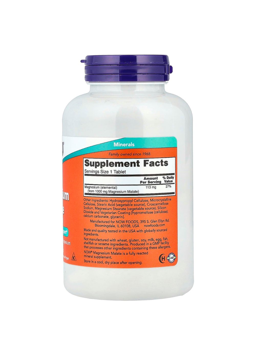 NOW Foods  Magnesium Malate 1000 mg 180 Tablets