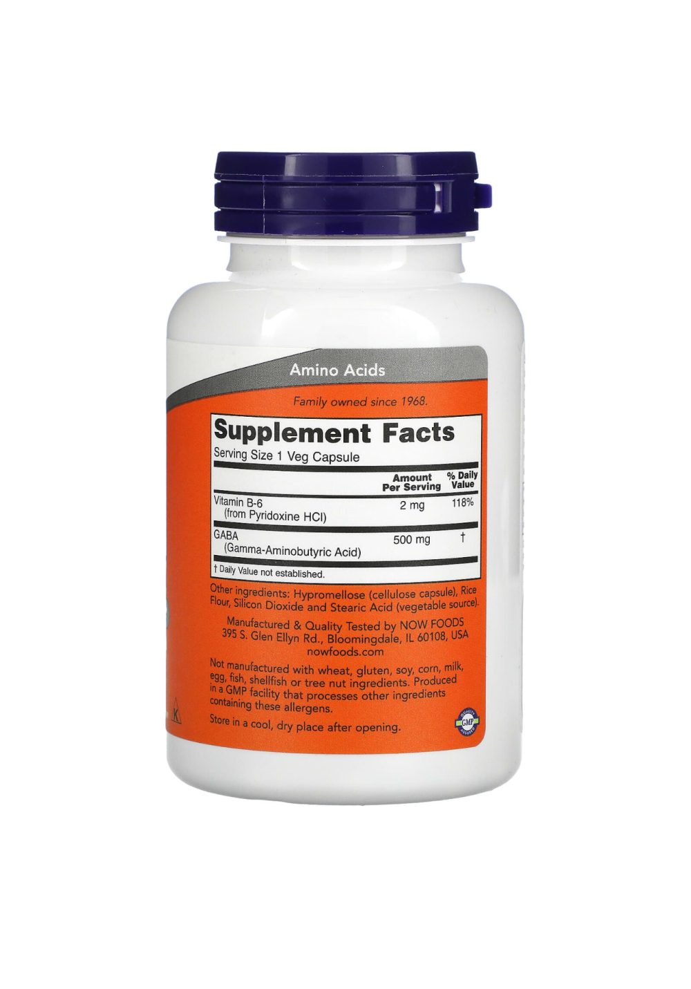 NOW FOODS GABA 500mg 100 veg capsules