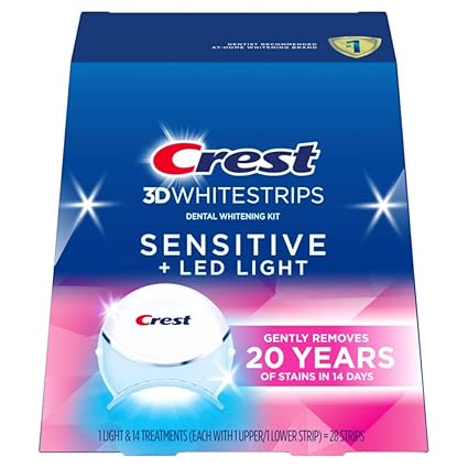 Crest 3DWhitestrips Sensitive + LED Light Teeth Whitening Kit 14 Treatments 28 STRIPS