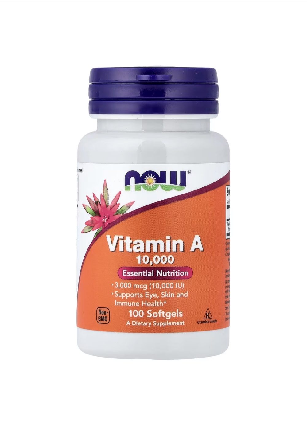 NOW Foods Vitamine A 10 000 UI 100 capsules à enveloppe molle NOW Foods Vitamine A 10 000 UI 100 capsules à enveloppe molle