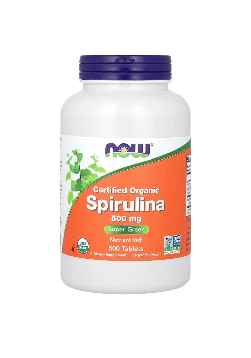 NOW FOODS Spirulina organic super green(500mg par pièce )500 tablets