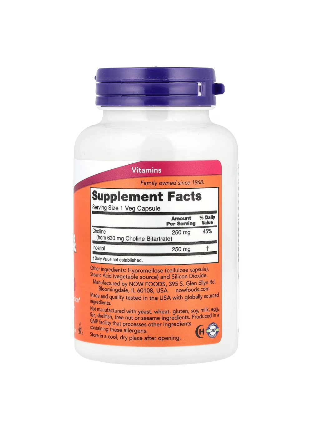 NOW FOODS Choline&Inositol santé du système nerveux 250mg 100 capsules