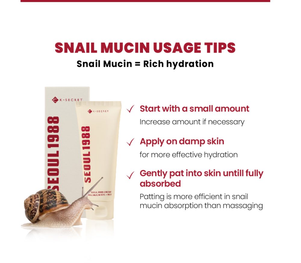 K-SECRET | SEOUL 1988 CREAM SNAIL MUCIN 93% + RICE 100ml K-SECRET | SEOUL 1988 CREAM SNAIL MUCIN 93% + RICE 100ml