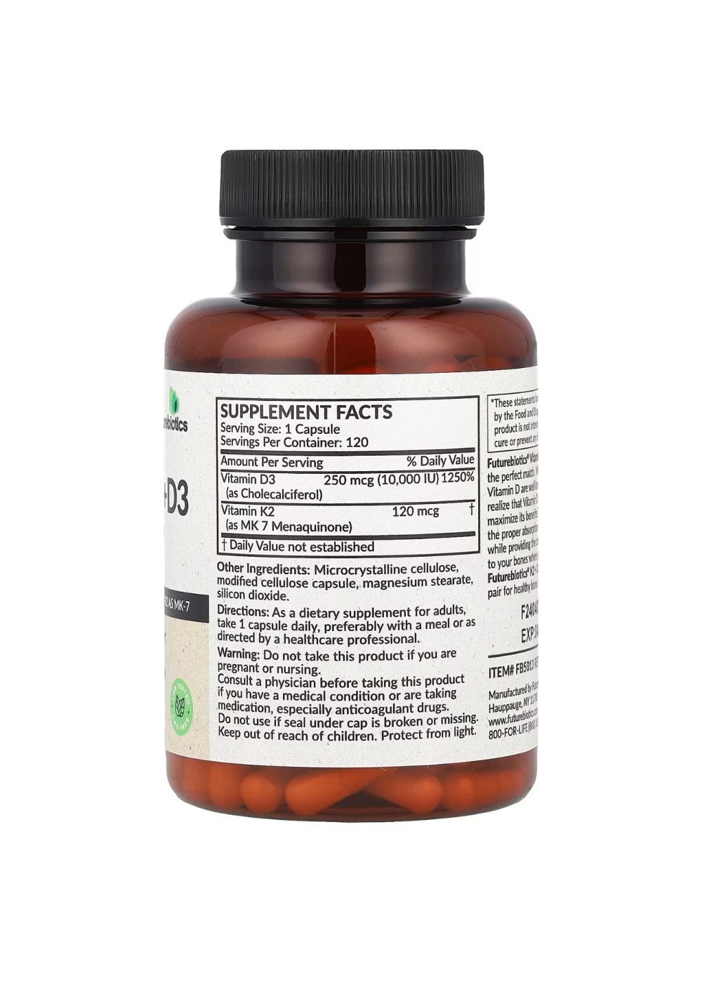 Futurebiotics  Vitamine K2 M7+ D3, 10000mcg 120 capsules