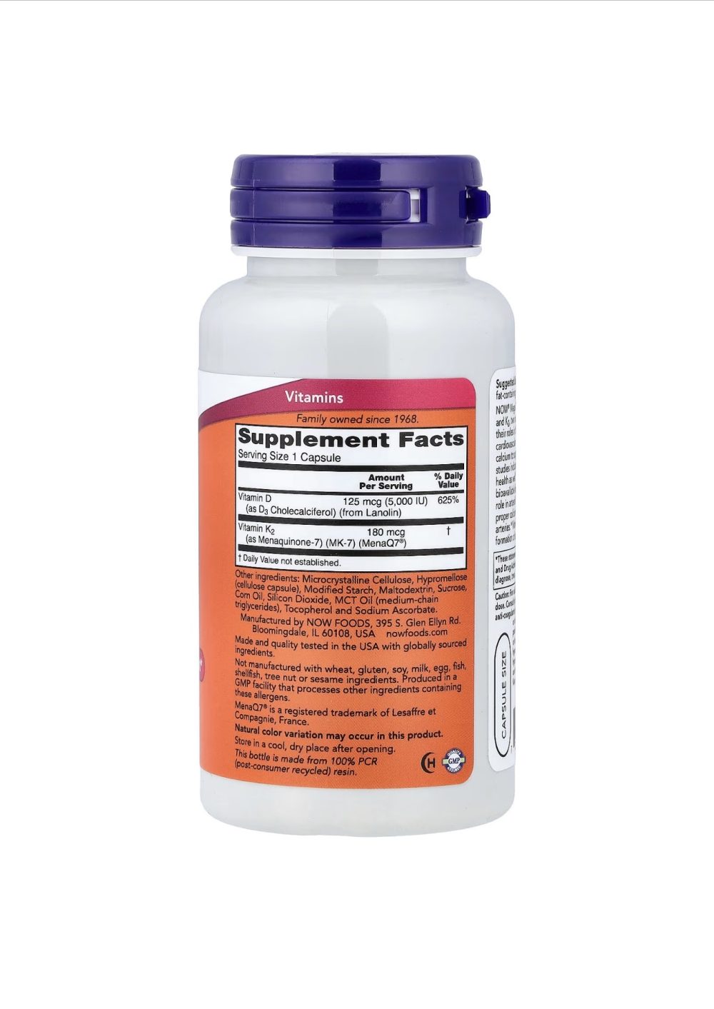 NOW Foods Mega D3 MK-7, 5000 IU 180 mcg 120 capsules NOW Foods Mega D3 MK-7, 5000 IU 180 mcg 120 capsules