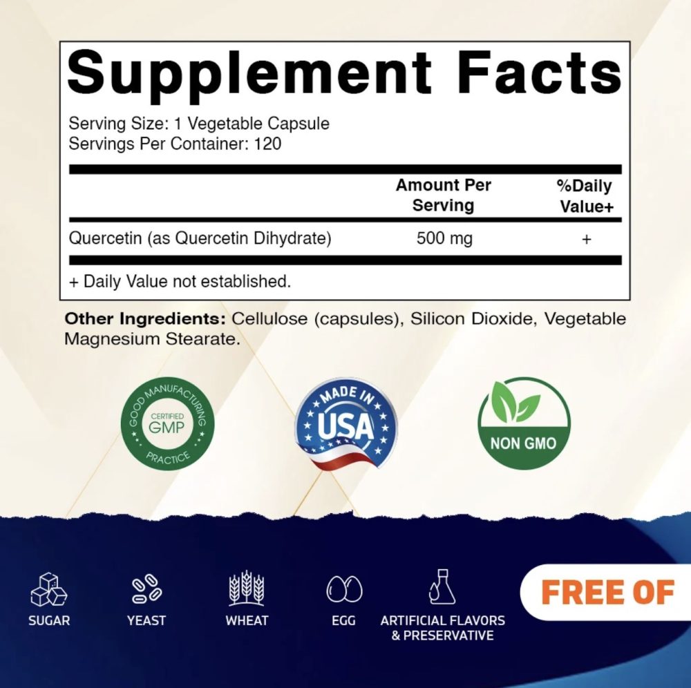 VITAMATIC Quercetin 500 Mg - 120 Vegetable Capsules