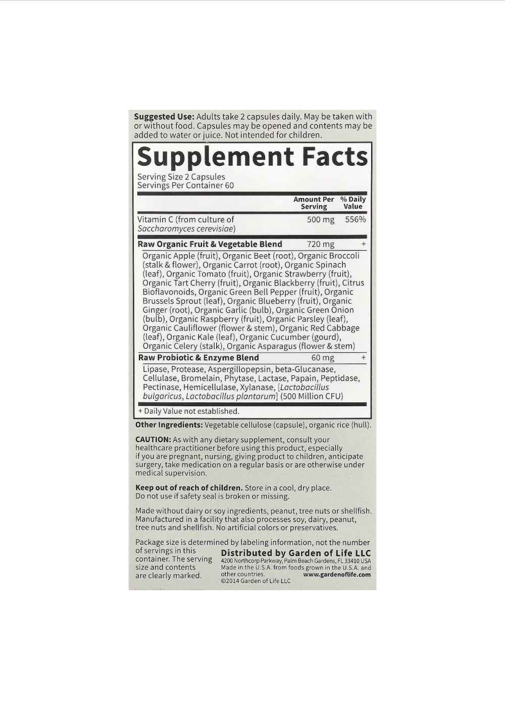 Garden of Life Vitamin Code RAW Vitamin C 250 mg 120 capsules Garden of Life Vitamin Code RAW Vitamin C 250 mg 120 capsules